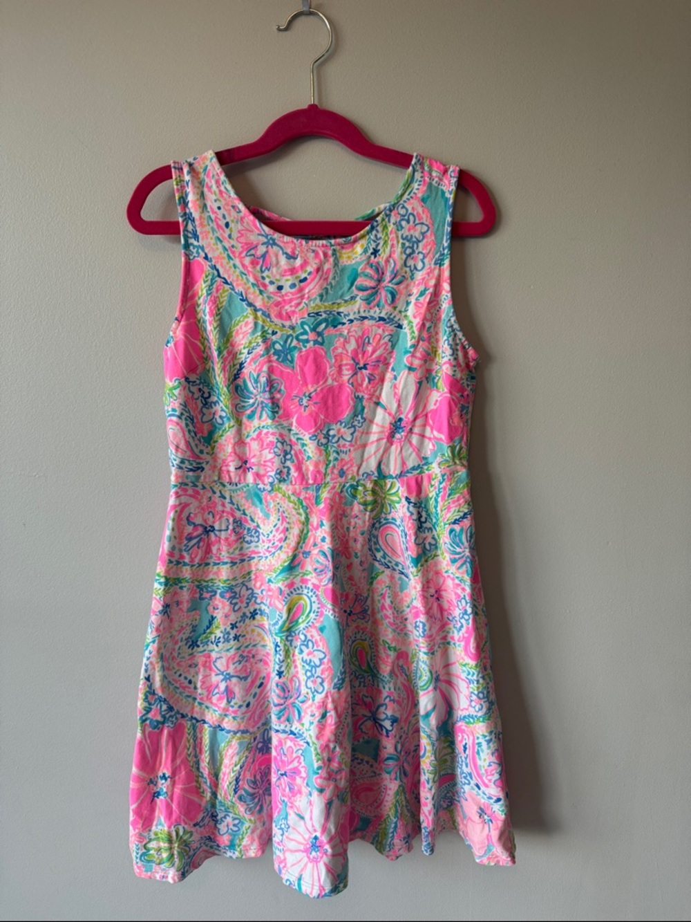 Lilly Pulitzer Girls Sleeveless Dress in Pink & Aqua; size 12